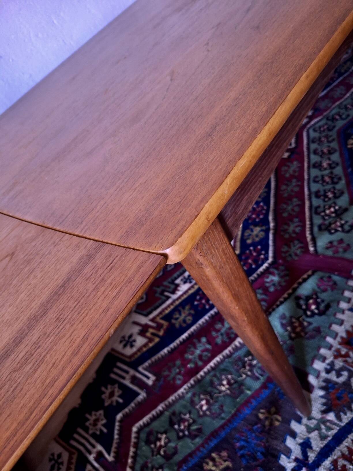 Mid century teak extendable dining table with curved top, Denmark 1960s