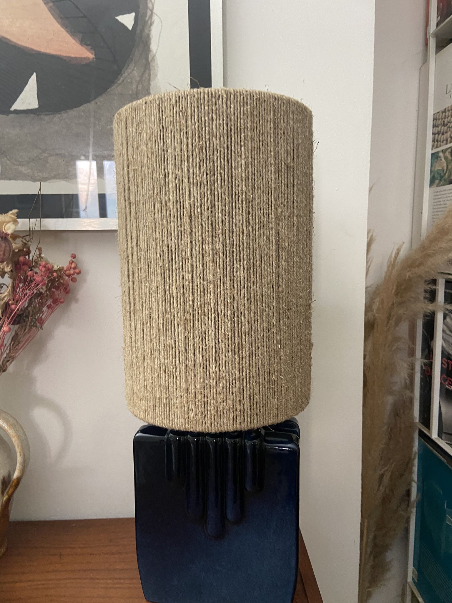 Ceramic lamp and rope 70s