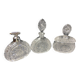 Bohemian crystal perfume bottle toiletry set with diamond-cut tips