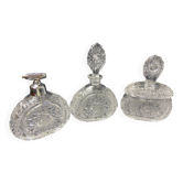 Bohemian crystal perfume bottle toiletry set with diamond-cut tips