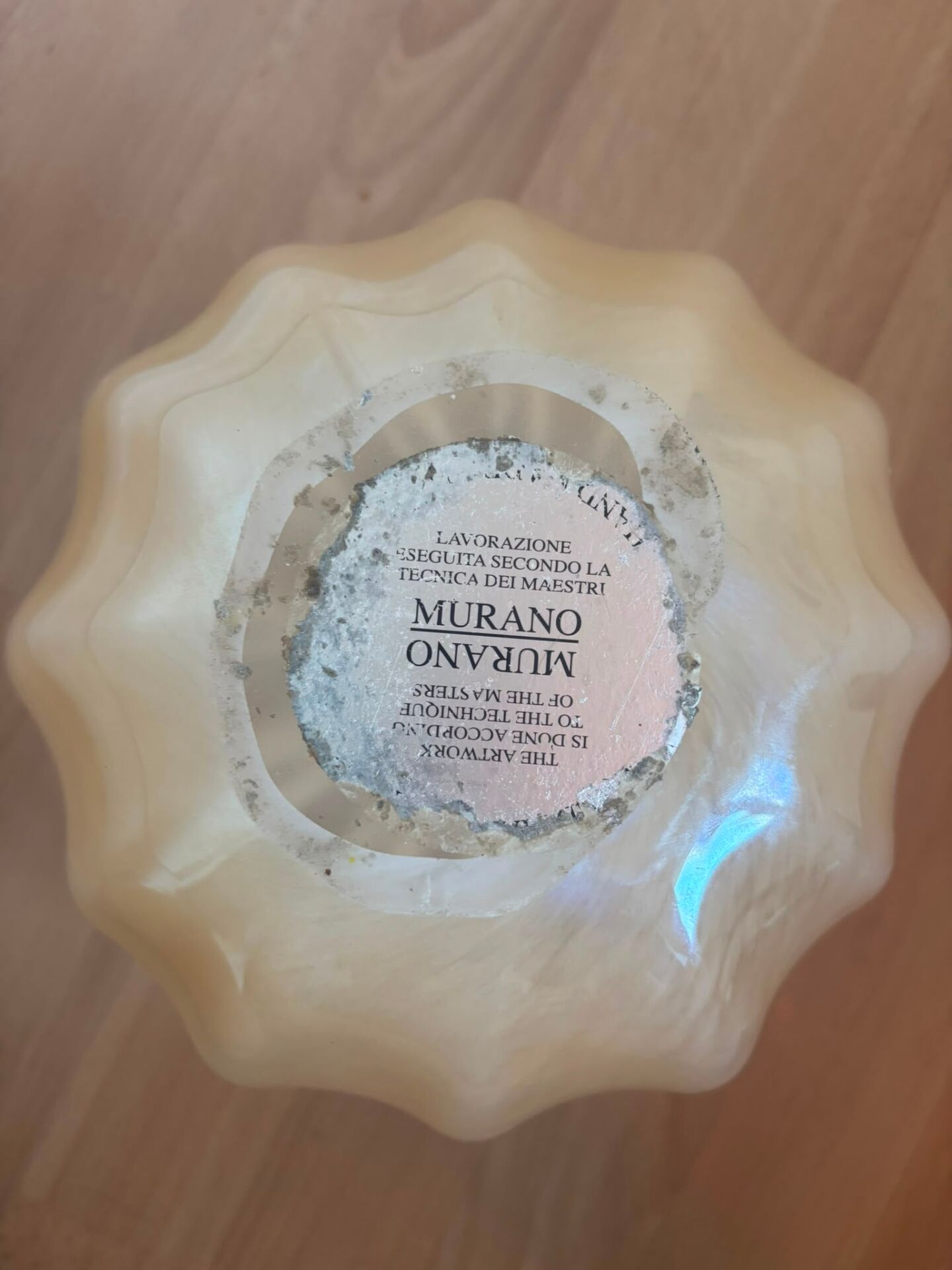 Superb white Murano crystal bowl handmade in Italy.
