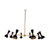 Brass chandelier and black lacquered metal