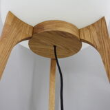 1970s upcycled glass and oak lamp