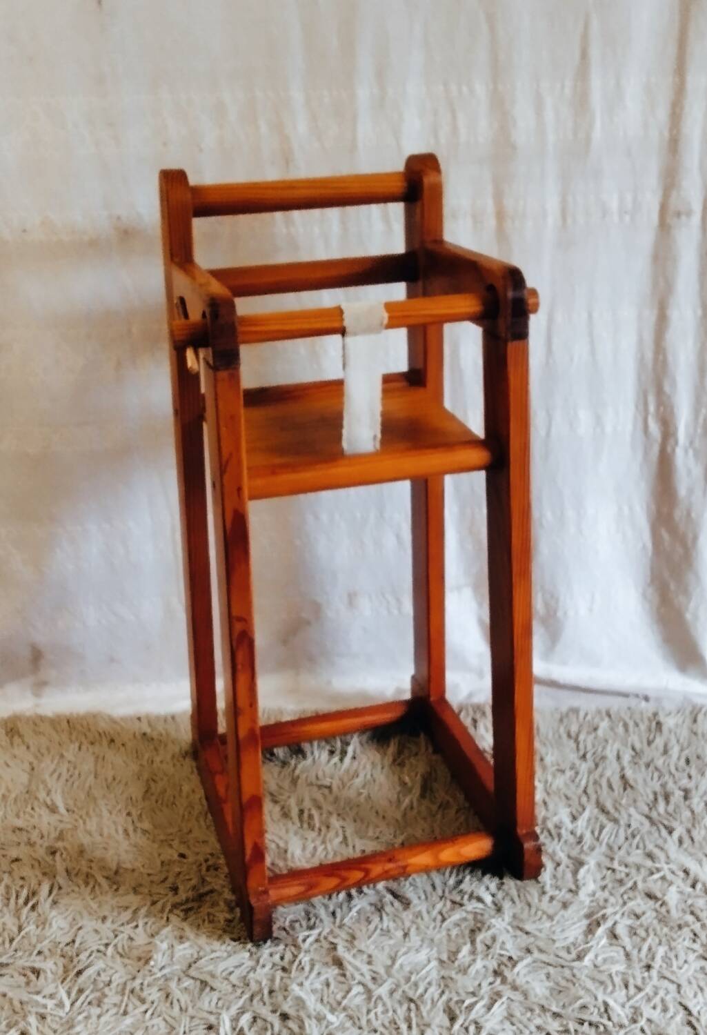 High chair for baby in solid pine - mid 20th century.
