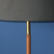 Danish teak floor lamp with brass tripod foot, 1960s