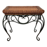 Rattan and wrought iron coffee table