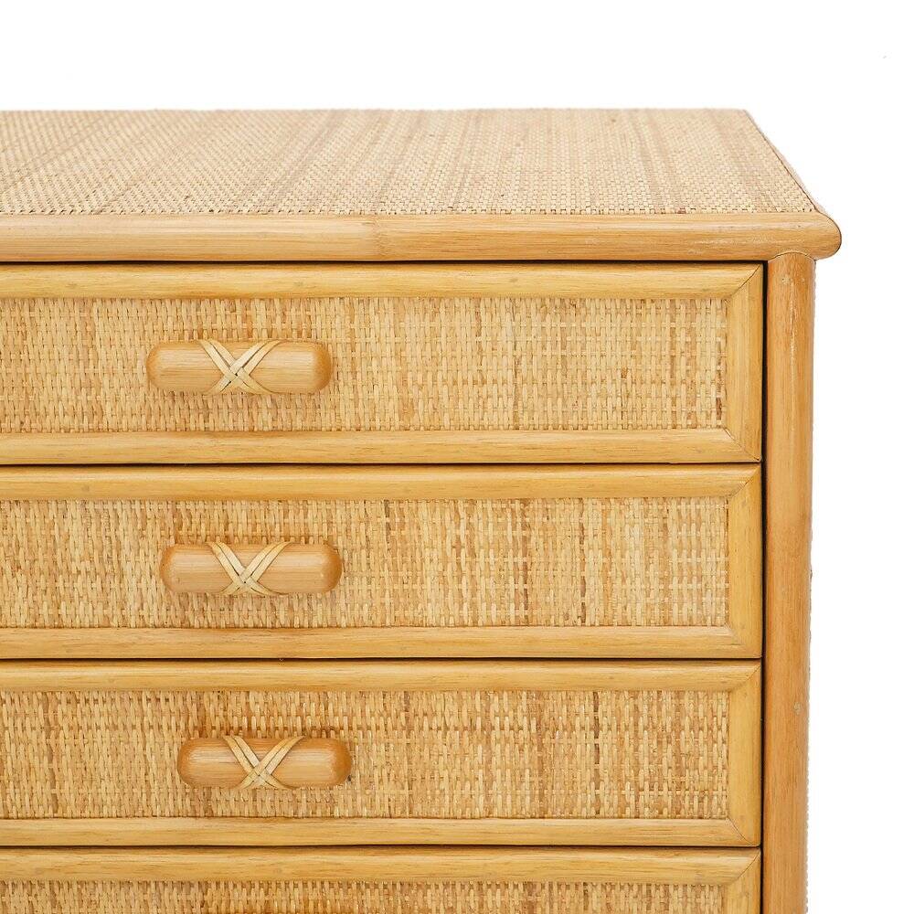 Woven wicker chest of drawers, 1980s