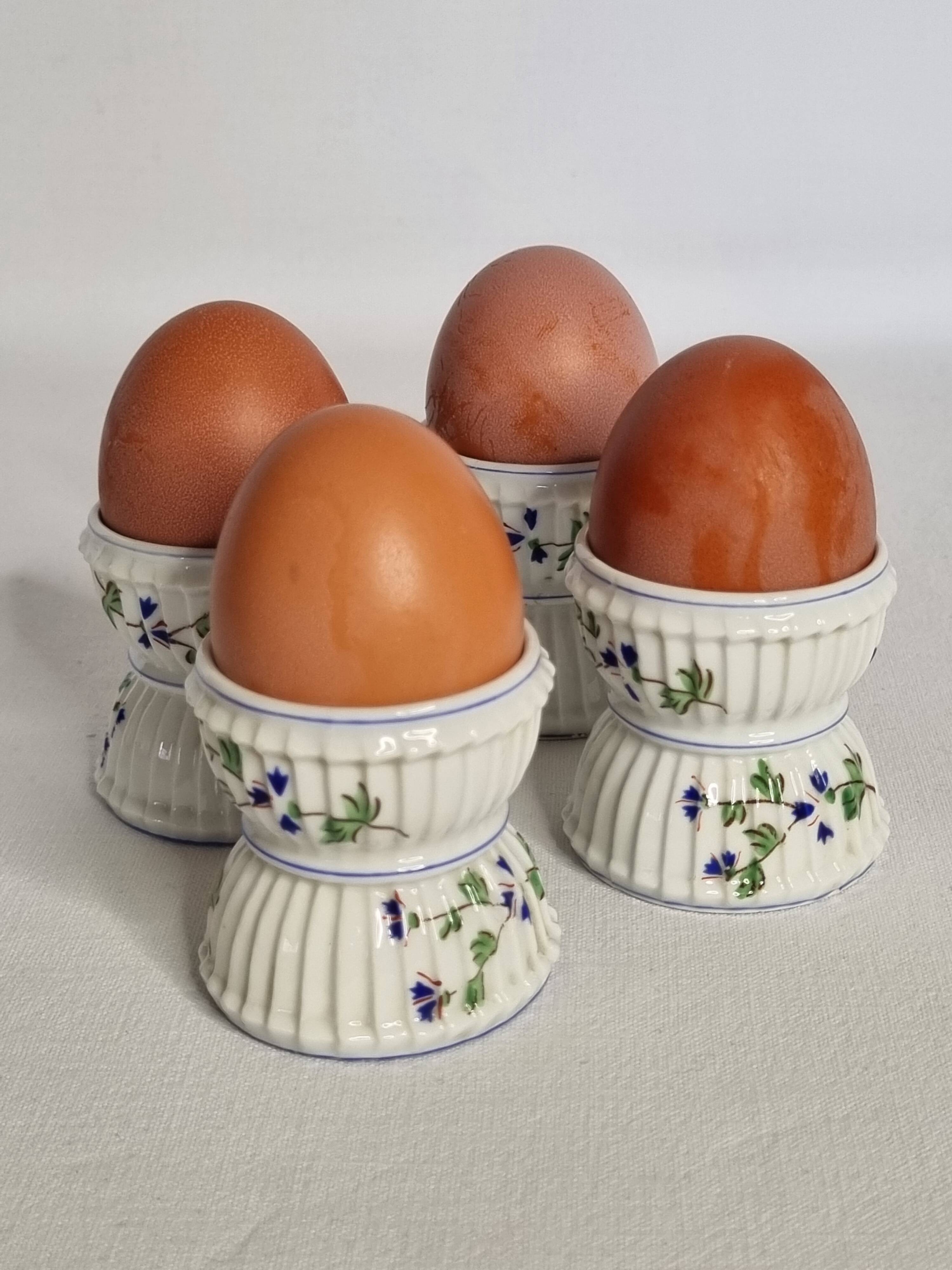 Set of 4 antique porcelain egg cups, Pillivuyt & Cie, circa 1900