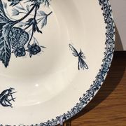 Hollow plate, insect and strawberry décor, Manufacture Choisy the King, Iron Land, H Boulenger - Co.