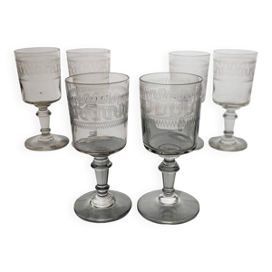 6 verres à vin décor - grecque