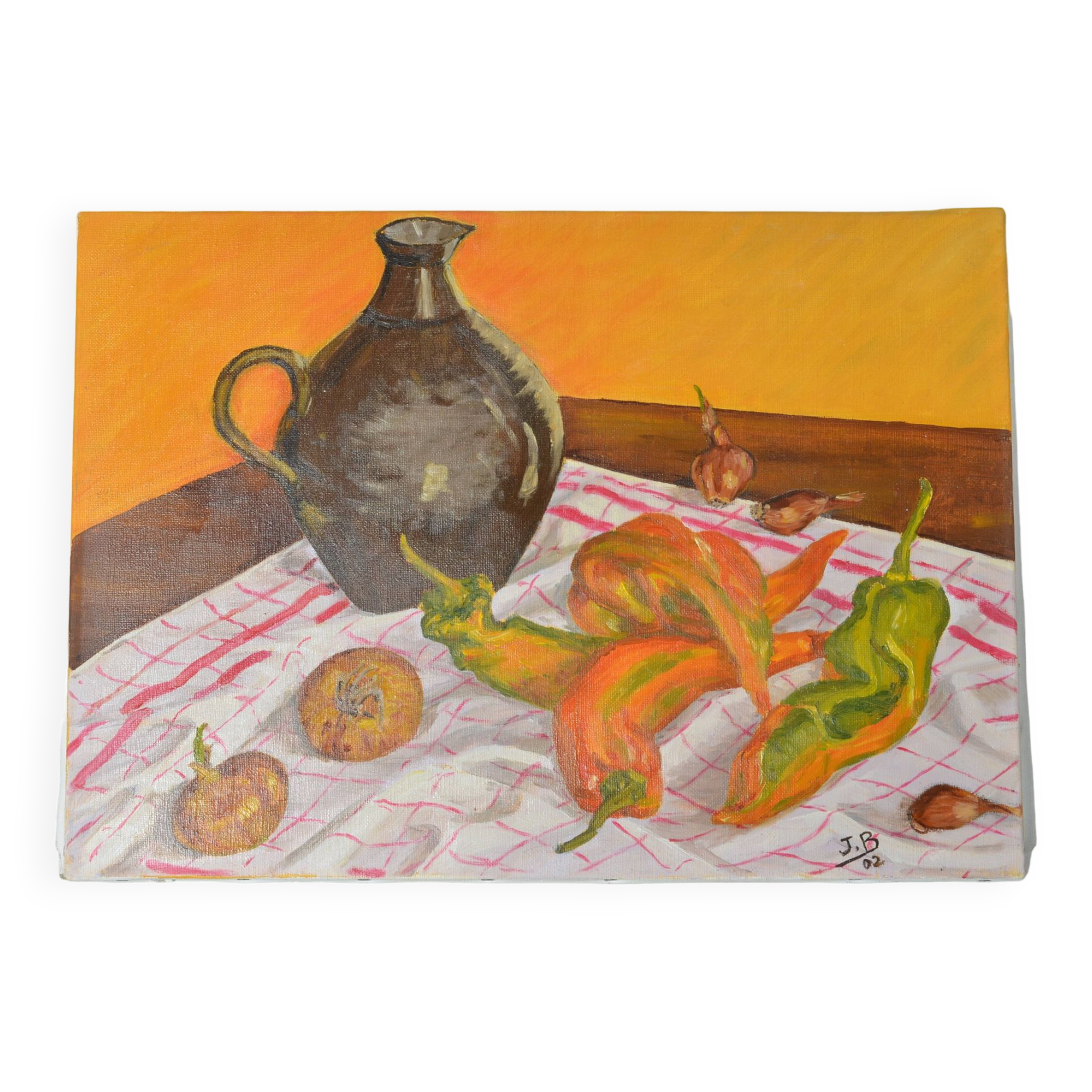 Oil on canvas Still life with peppers