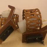 Pair came in wicker rattan and opalescent glass.