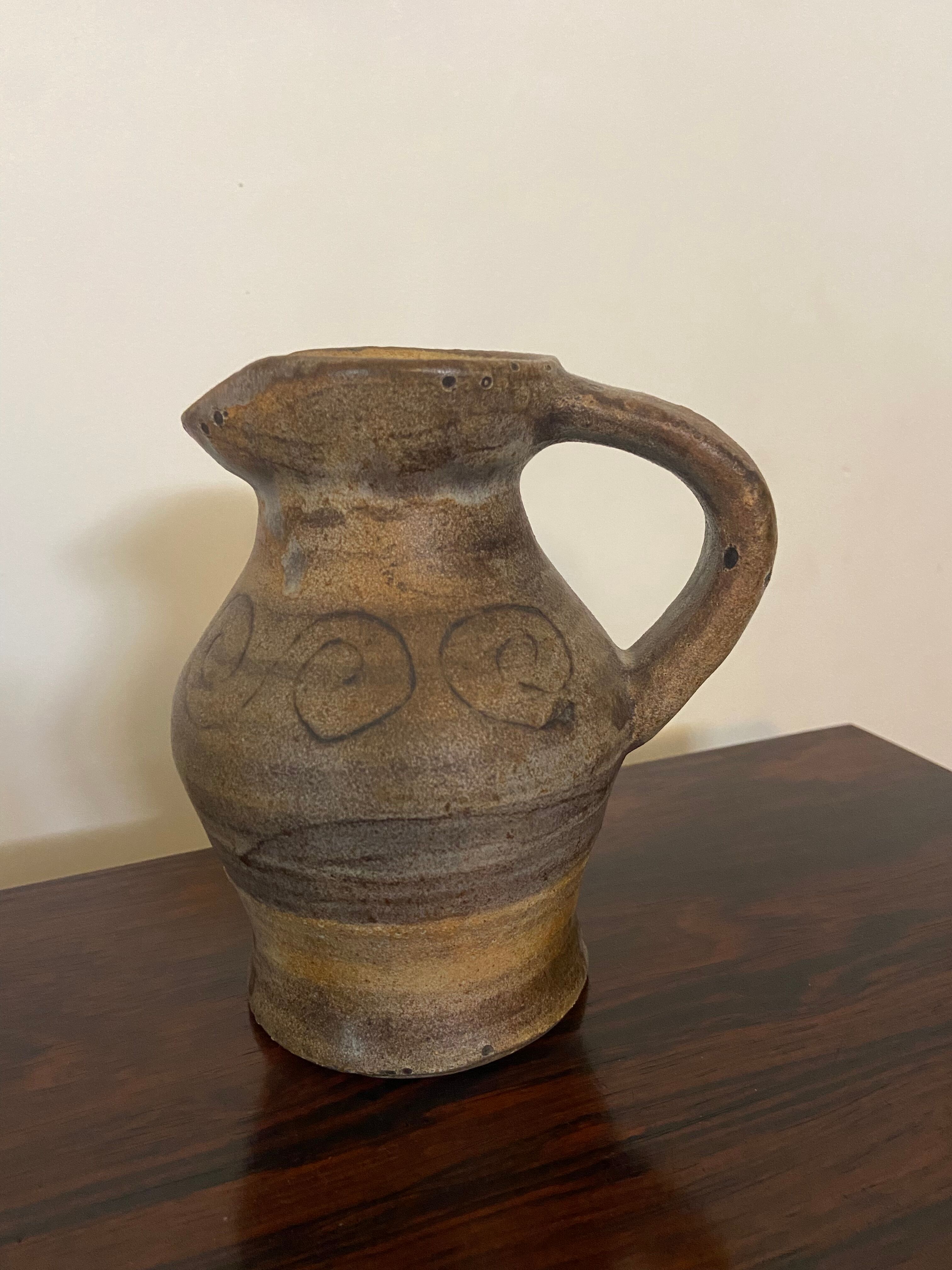Ceramic pitcher by Agnès Escala Vallauris 60s