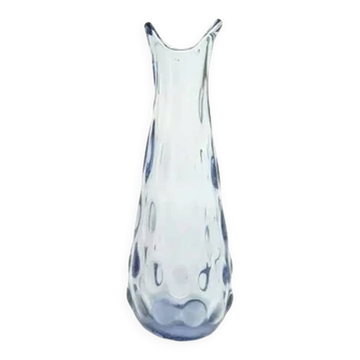 Fasolka vase, moderne du milieu du siècle, verre bleu, Ząbkowice, Pologne, années 1970