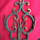 Pair of green wrought iron appliques with golden acanthus leaves
