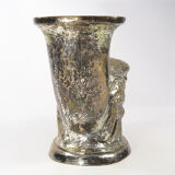 Ancient Vase Rhyton Eagle Head in Silver Brass-1900s