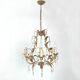 Chandelier pampilles and leaves golden metal