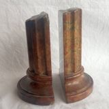 Genuine Red Alabaster Marble Italian Bookend Column Shaped Pair