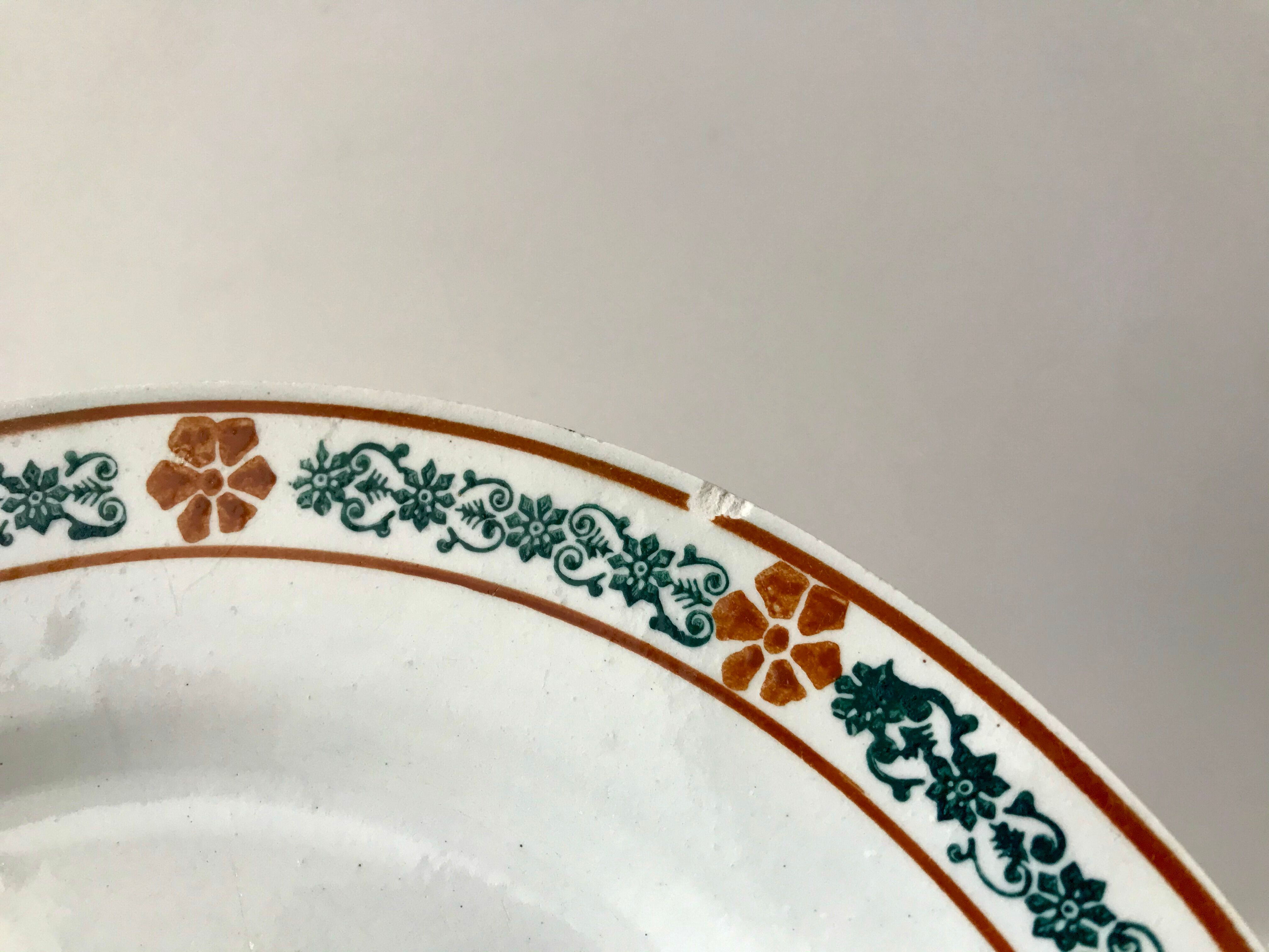 lot of 6 hollow plates Terre de Fer St Amand model "Molière" XXth