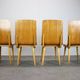Set of 4 vintage wooden dining chairs in mid-century modern style, Europe, 1970s.