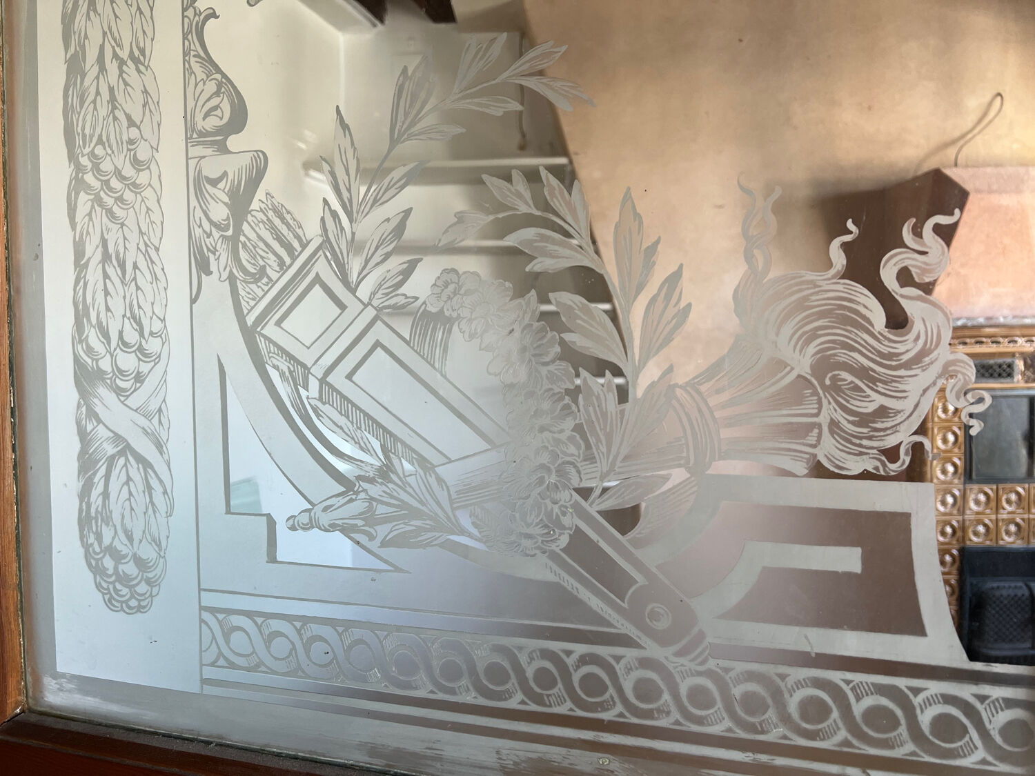 Pair of engraved glass doors