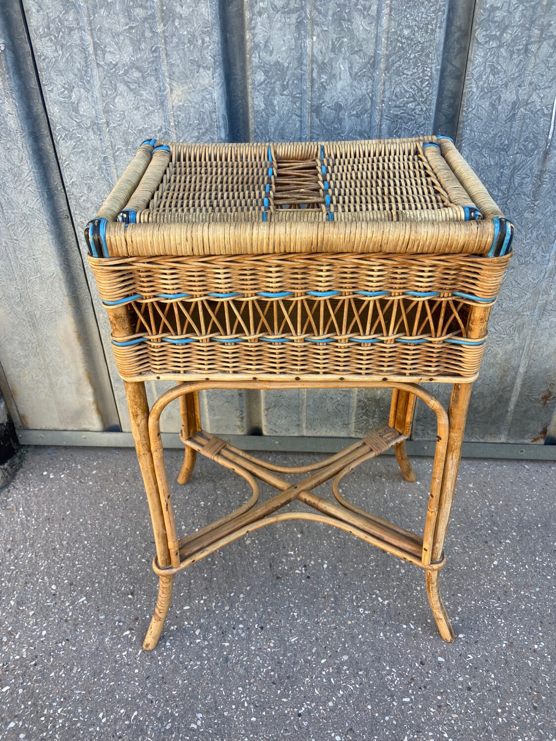 Vintage rattan storage unit