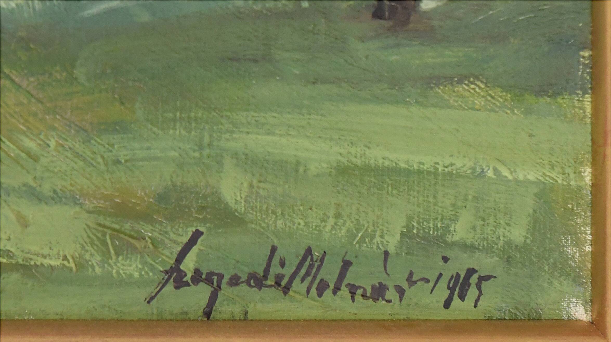 Geza szegedi molnar (1906-1970) oil on canvas "landscape"