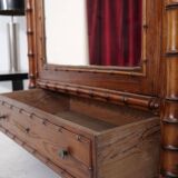 19th Century French Pine Faux Bamboo Mirrored Cabinet