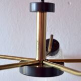 Vintage chandelier in molded glass, brass and steel - 5 branches - 1960s