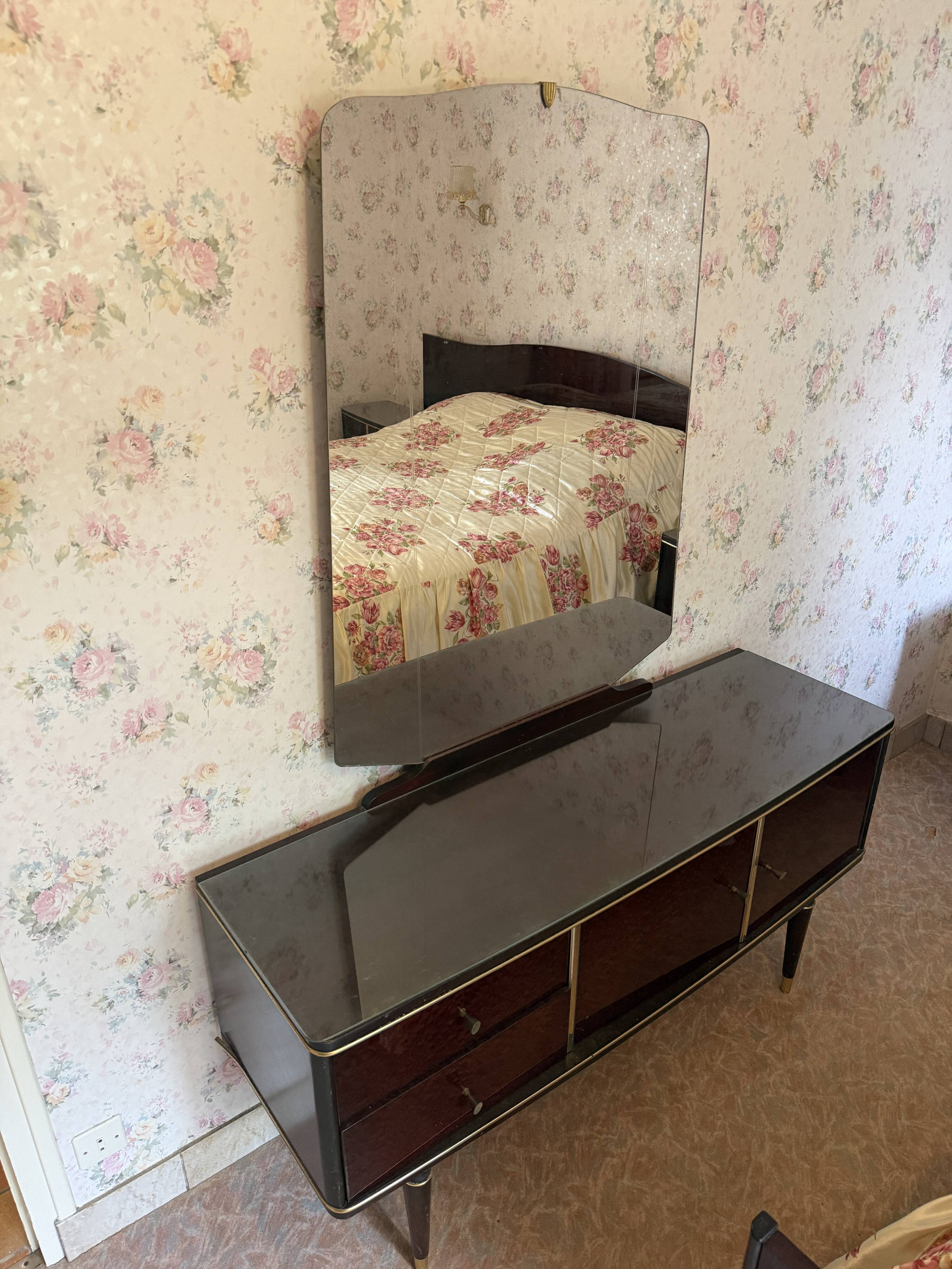 Vintage dressing table with large mirror – 1950s/60s furniture