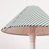 Earthenware lamp and striped lampshade