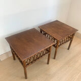 Pair of vintage rattan bedside tables