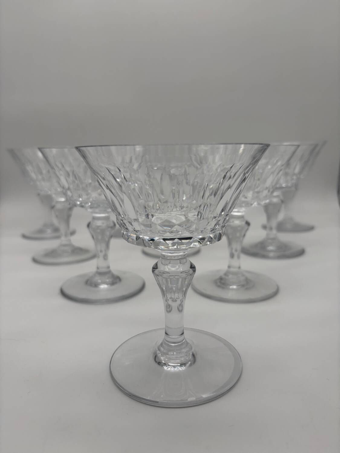 10 crystal champagne glasses, Baccarat, Picadilly model, France