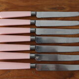 6 pink knives stainless steel molybdene