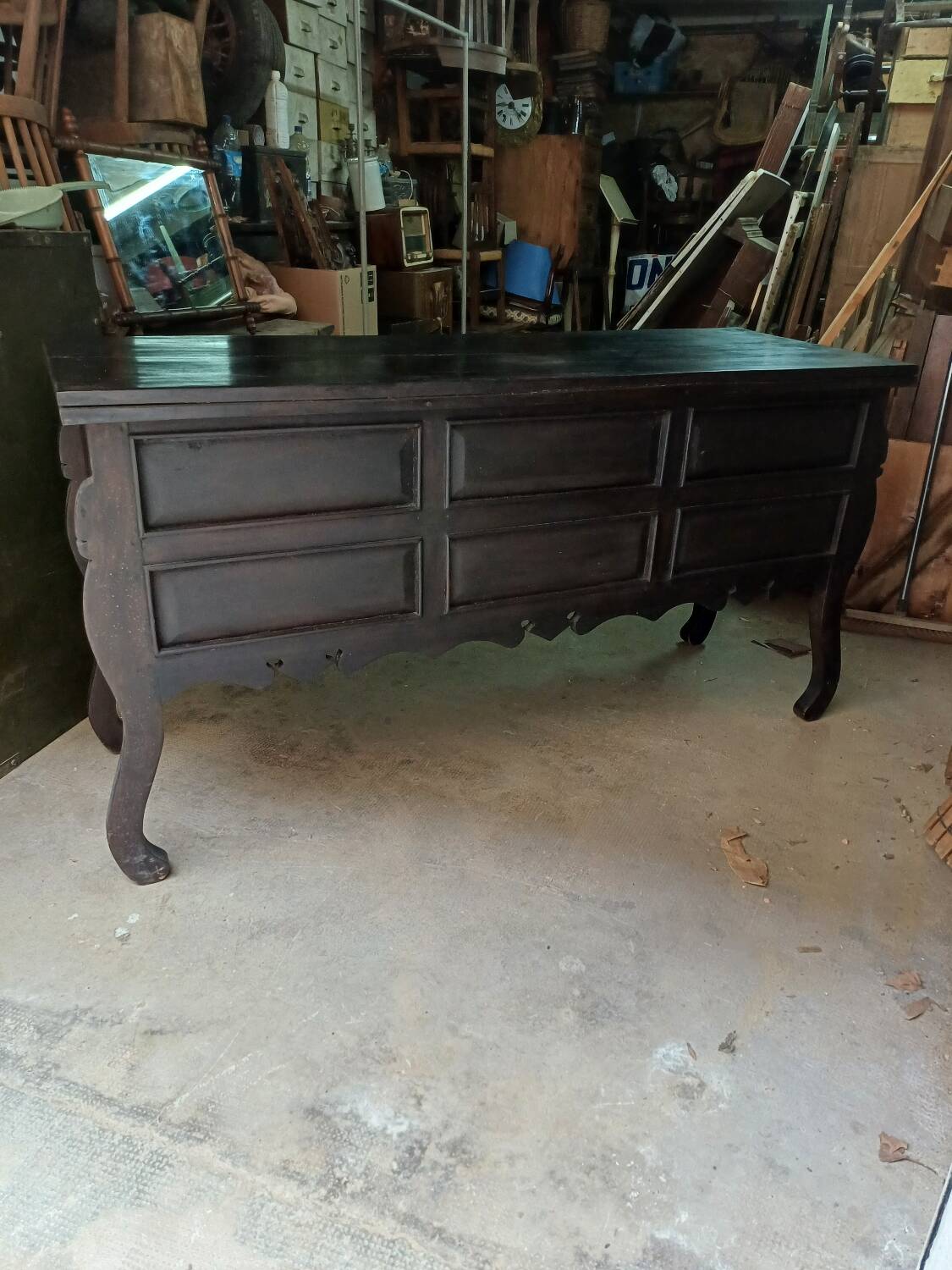 Six-drawer console table, African craftsmanship, Ivory Coast