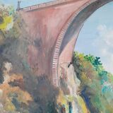 Tableau Pont Napoléon Luz Saint Sauveur 1950 signé