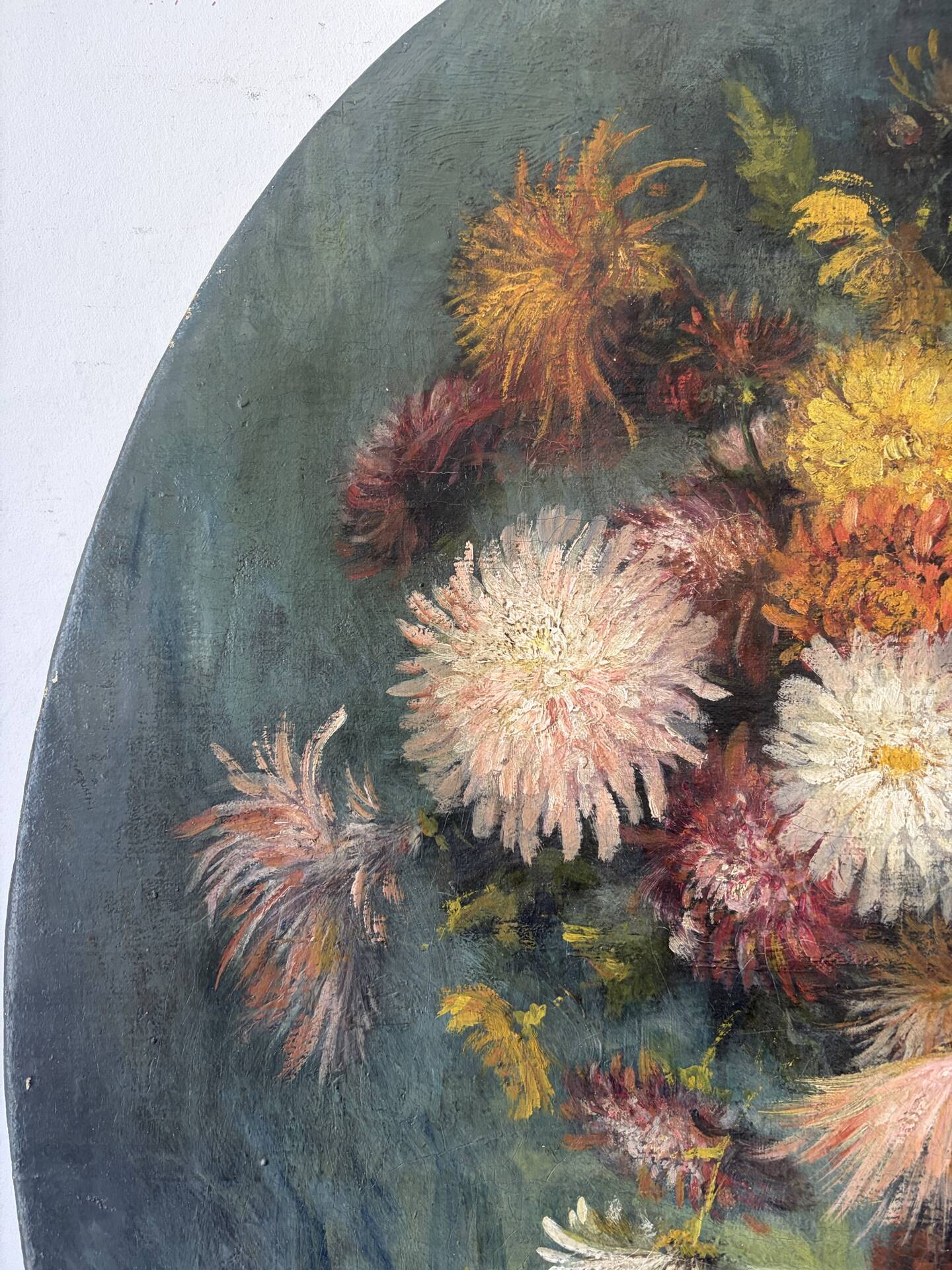 Oval bouquet, oil on canvas