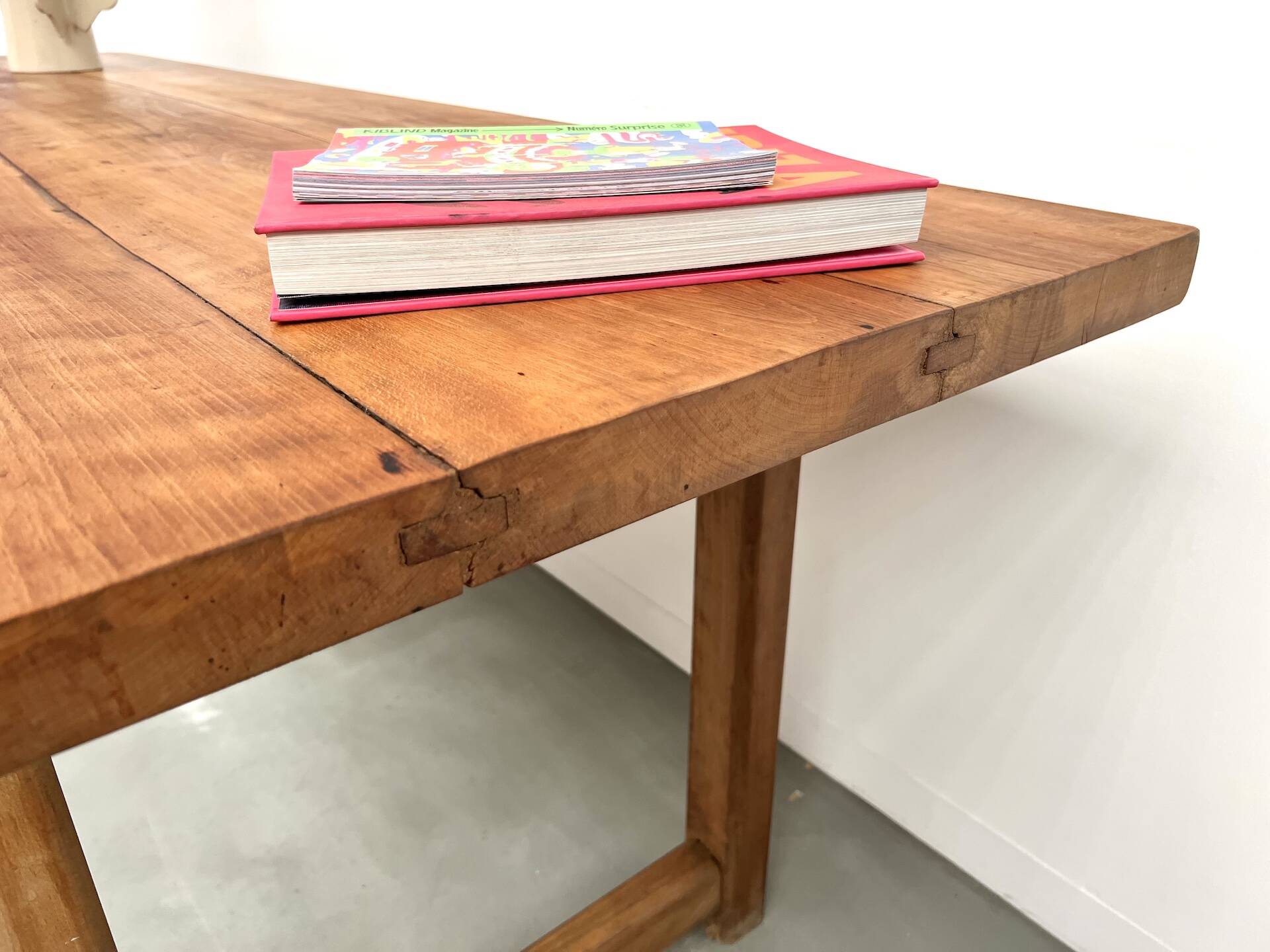 Large brutalist beech farmhouse table