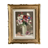 Tableau bouquet d'anémones années 1930