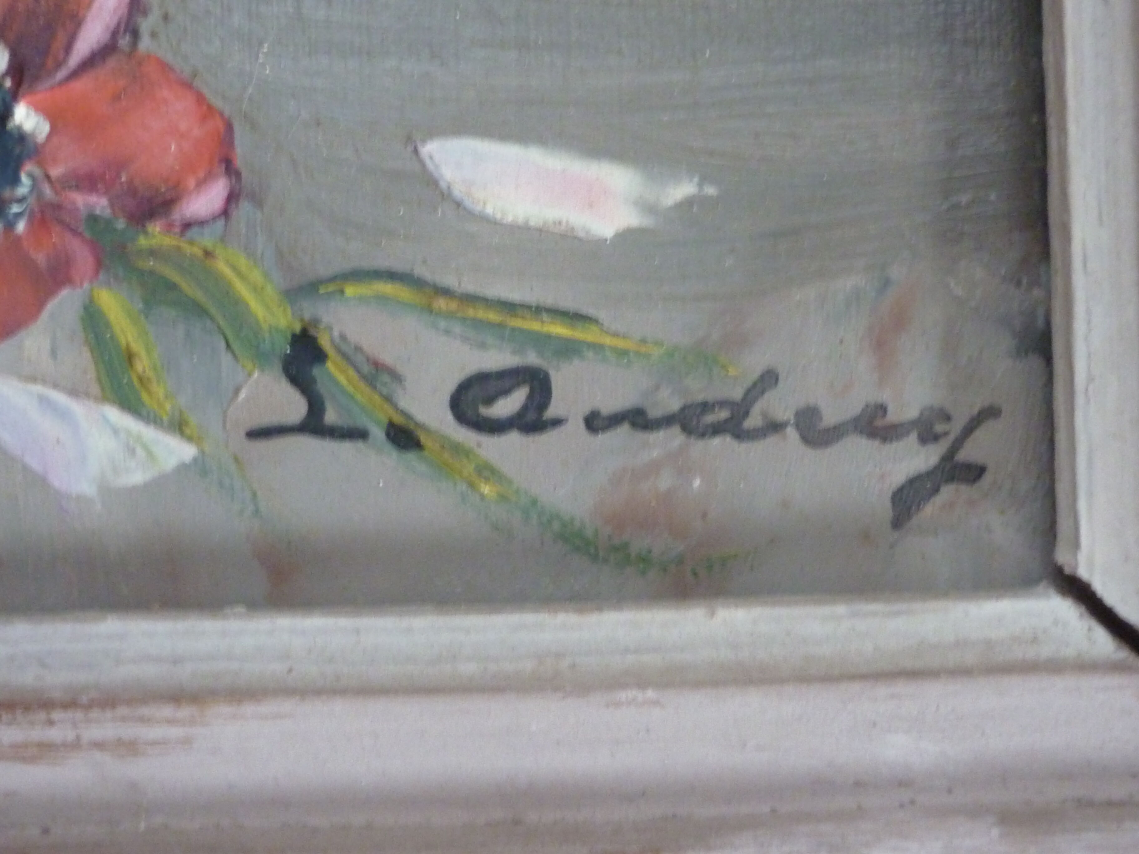 Painting painting bouquet flowers signed L.Audrey