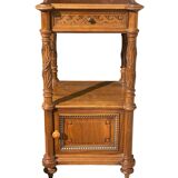Louis XVI style walnut bed and bedside table