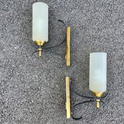 Pair of vintage wall lamps 1950-60 arlus metal and glass