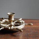 Brass ashtray and candlestick shaped boat bar