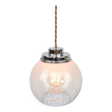 Suspension mid-century en chrome et verre de murano, italie