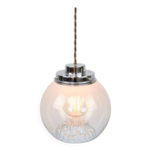 Suspension mid-century en chrome et verre de murano, italie
