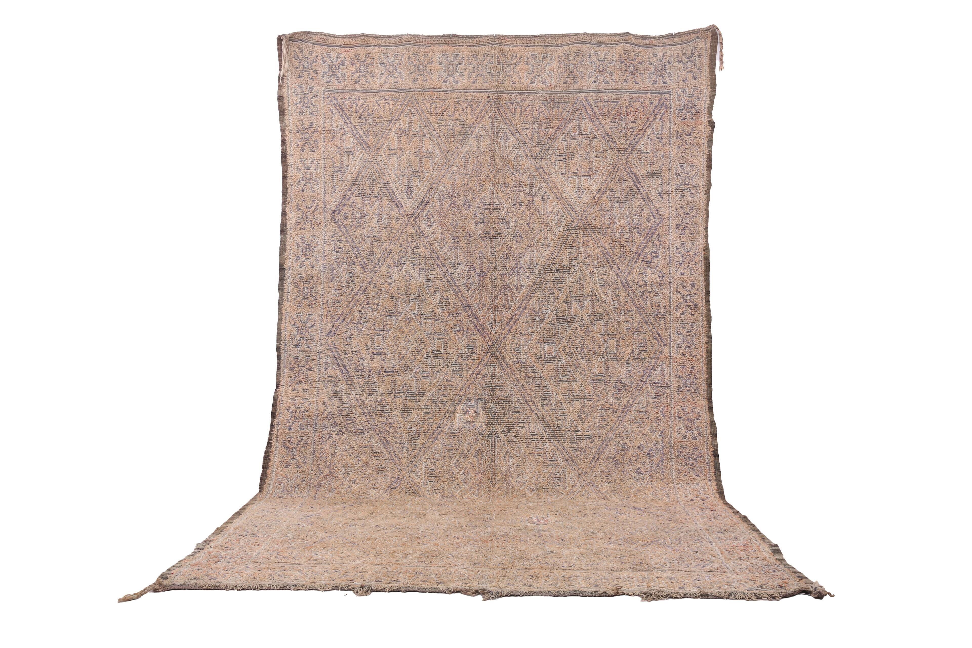 Vintage Moroccan Rug 197 x 340 cm - Berber Wool Rug - Handmade rug Bohemian