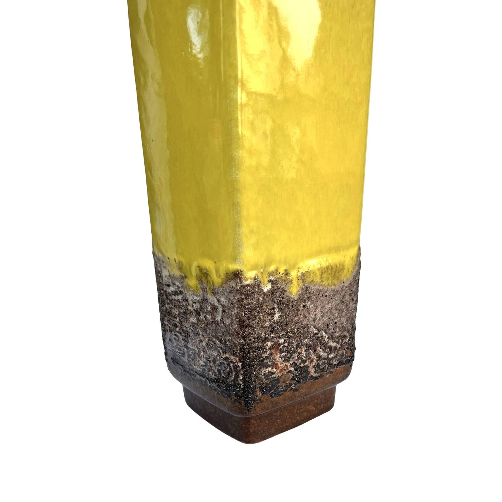 Strehla Vase 1224/24 – Germany, 1970s, fat lava, yellow glaze