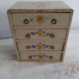 Commode, coffret à bijoux bois peint années 60