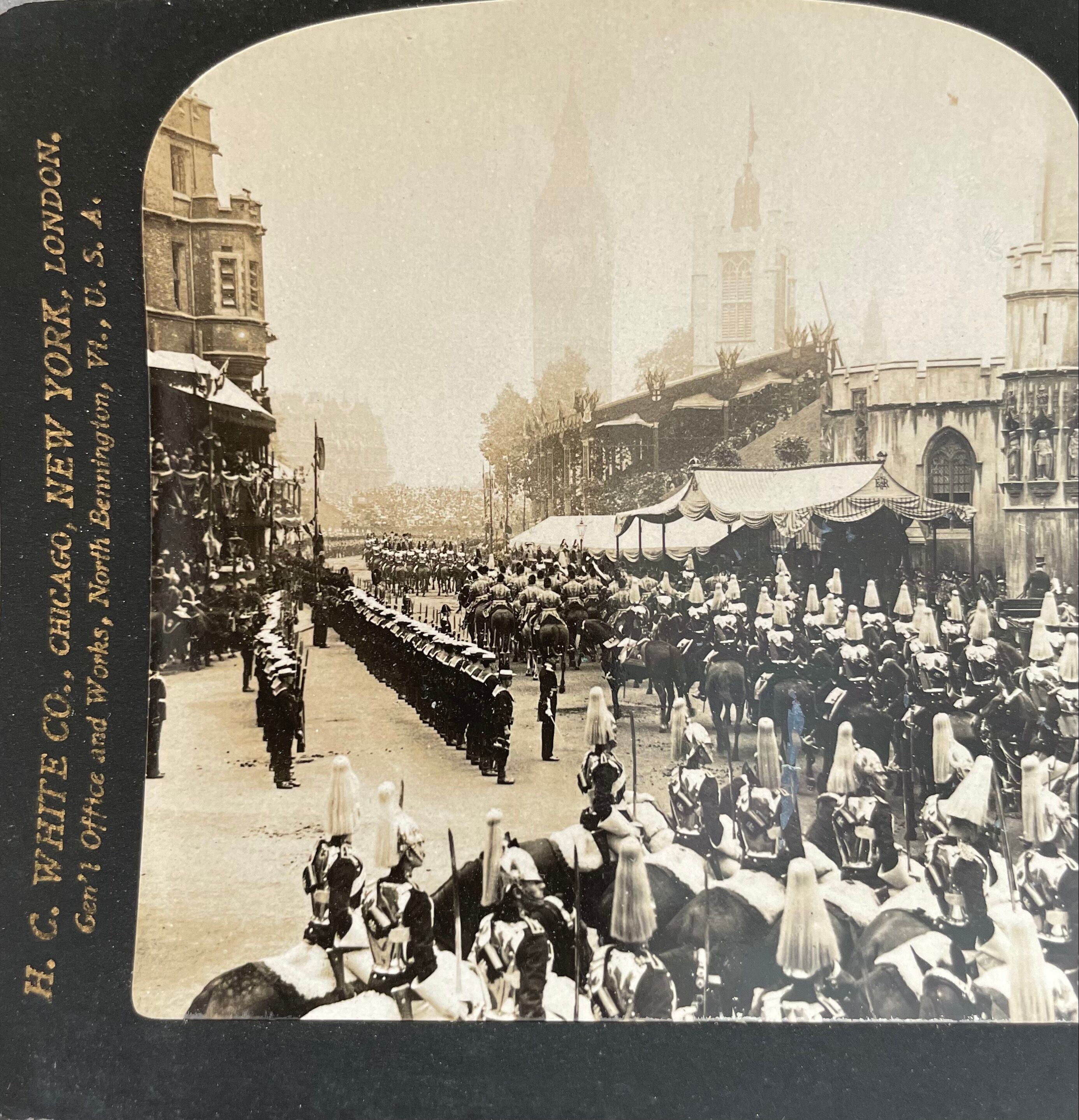 Old photography stereo, stereograph, luxury albumine 1903 Coronation Edward VII