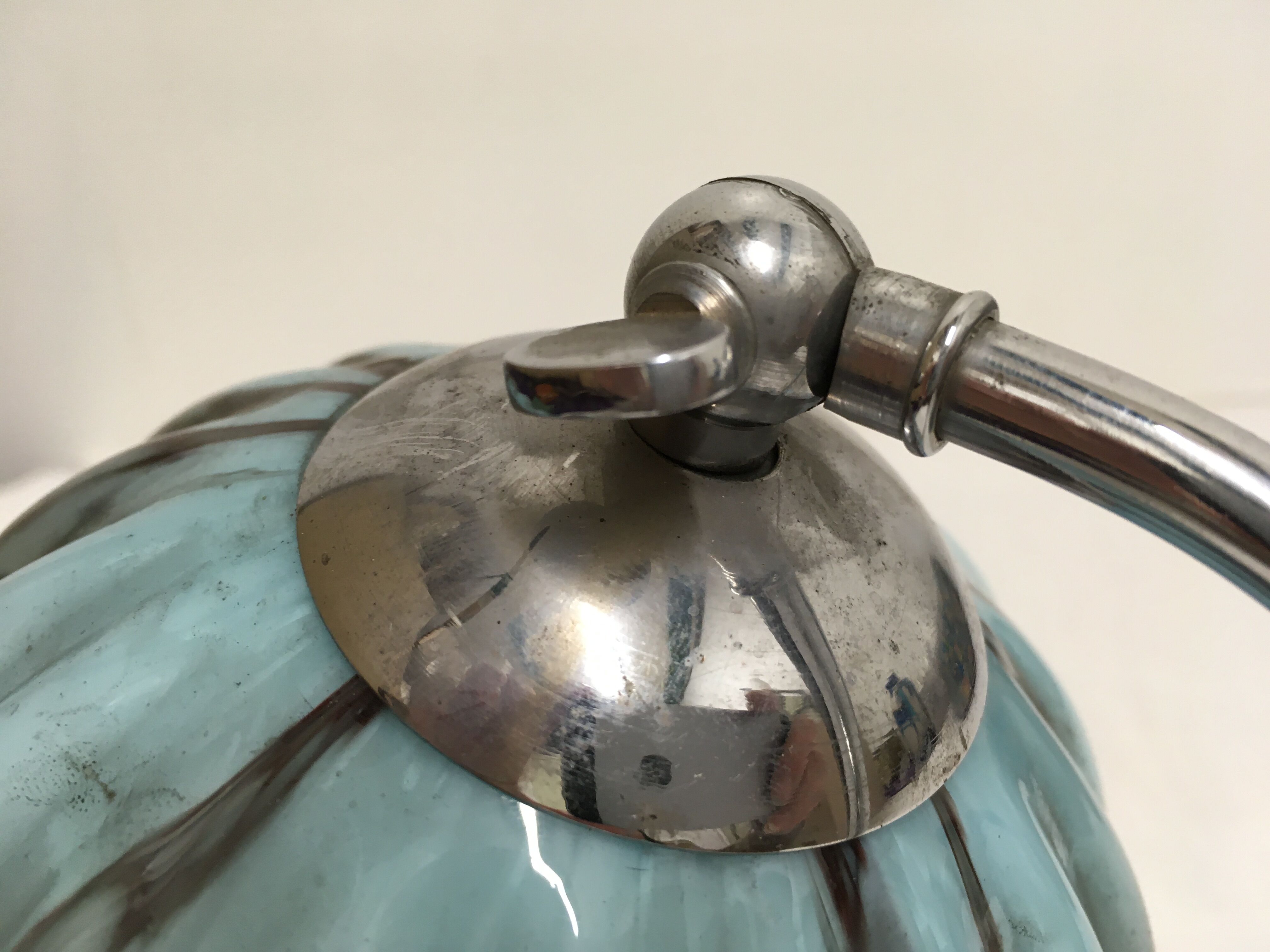 Opaline lamp blue marble art deco